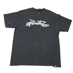 Primitive Apparel Black w. White & Blue Floral Graphic Logo Short Sleeve Shirt
